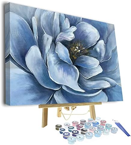 Cvjetanje cvijeća boje po brojevima ili odraslima i djeca početnik diy plavih cvjetnih cvjetnih uzorka na platnu zidni dekor sa četkicama akrilni pigment za kućnu dnevnu sobu 16 x20