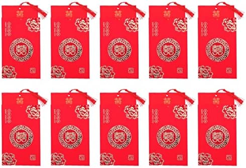 Abaodam Decor 10pcs Lijep tradicionalni kartovi Stil s angažmanom Komplet za rezanje za zabavu BPIKE RIBBON Kineske koverte Crvene riječi Fancy Tuš Poziv za rođendanski karata