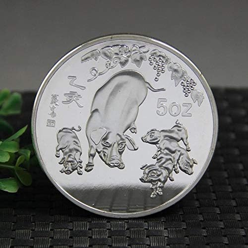 Godina svinjskog srebrnog kovanice Big Comme Morativni novčići kineski zodijački životinjski coi