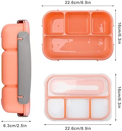 KINBOM 1.3L kutija za ručak Bento sa priborom i 4 odjeljka, nepropusna plastika BPA besplatna mikrovalna pećnica Safe kvadratni spremnici