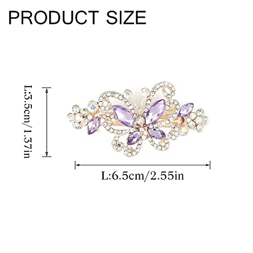 Brinie Butterfly Hair Barrettes Blue Crystal hair Clips Rhinestone Hair Barrettes Clips Automatic French Barrettes Headwear Hair Accessories For Women and Girls