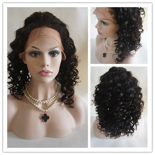 Ljepljiva 20 puna čipkasta perika za ljudsku kosu Afro Crne perike brazilska Djevica Remy ljudska kosa kovrčava boja #1b Off Crna