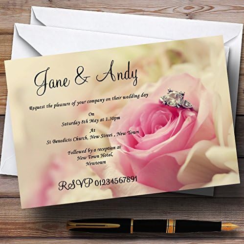 The Card Zoo zadivljujuća blijeda ružičasta ruža i premijeri personalizirani večernji prijemni pozivnici