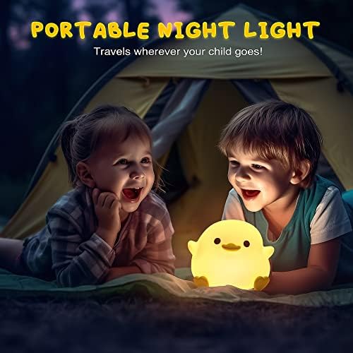 UNEEDE LED slatka patka od pasulja noćno svjetlo, slatka životinjska silikonska Dječija noćna lampa punjiva stolna lampa noćna lampa sa senzorom na dodir za spavaće sobe, dnevni boravak