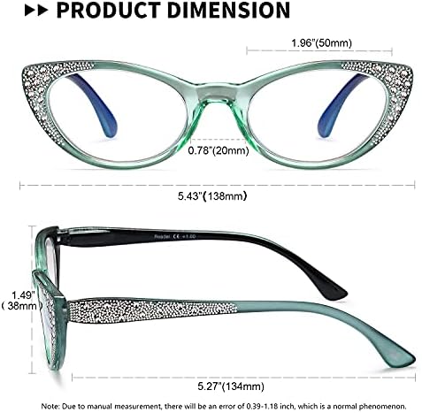 EYEURL Cat Eye naočare za čitanje za žene blokiranje plavog svjetla 3 pakovanja računarskih čitača sa opružnim šarkama lagani Eyeglasses