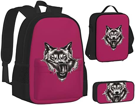 OCELIO Werewolf Hd ruksak, tinejdžerke, dječaci, Dječija Školska torba+olovka + kombinacija torbi za ručak