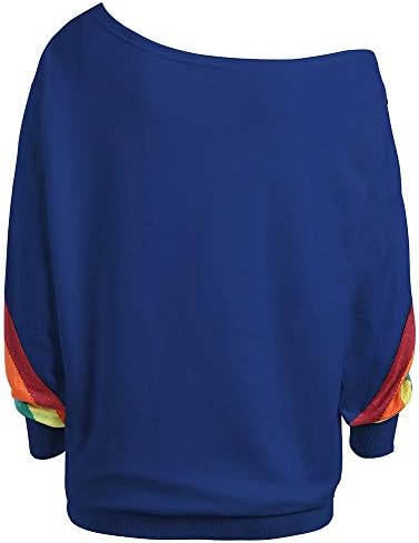 Košulja s dugim rukavima za žene Rainbow Ispis sa ramena TOPS dukserirt ženske majice Ležerne prilike labave pulover M-5XL