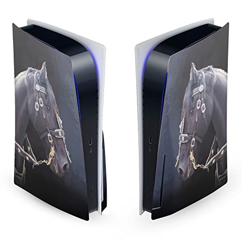 Dizajn kućišta za glavu zvanično licenciran Simone Gatterwe Friesian Horse art Mix Vinyl naljepnica za prednju ploču Gaming skin decal Cover kompatibilan sa Sony PlayStation 5 PS5 disk Edition Console