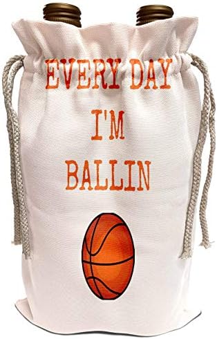 3Droza Xander Sports izreke - svaki dan im ballin, košarkaška slika, narančasta slova - vinska torba