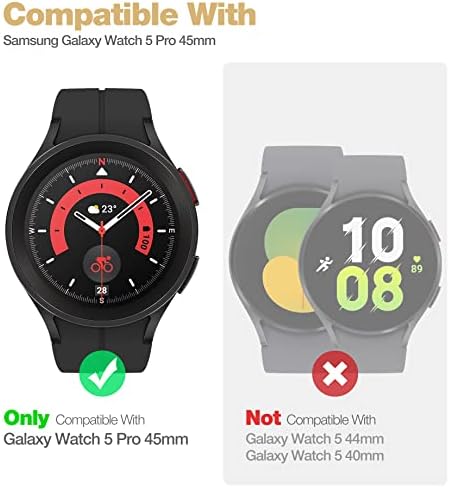 Dexnor za Galaxy Watch 5 Pro bend s futrolom 45mm, [ugrađeni podesivi pojas i podignuta okvir] Čvrsti vojni razreda Poklopac otpornika