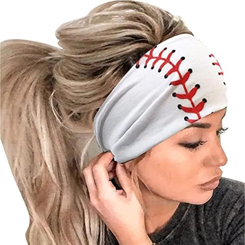 Tupilamc Softball traka za glavu, žene modni Ball Print elastična traka za glavu, glava Wrap kosu Bandana traka za glavu, Softball sve žuta & amp; Softball sve bijelo
