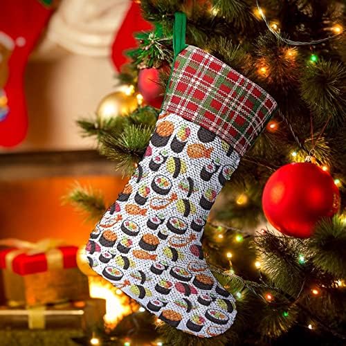 Delicious Sushi Sequin Božićne prazničke čarape Reverzibilna boja Promjena čarobnih zaliha za Xmas Tree Kamin Viseće čarape