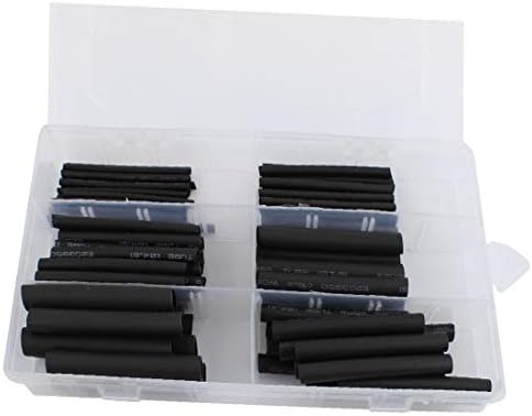 Novi LON0167 100pcs dvostruko zidni ljepilo obložen toplinski skupljanje CEVING CRNI-ASSORTMENT Kit (100pcs Dual-zidni ljepljivi obloženi toplinski skupljanje cijevi Crnim sortima