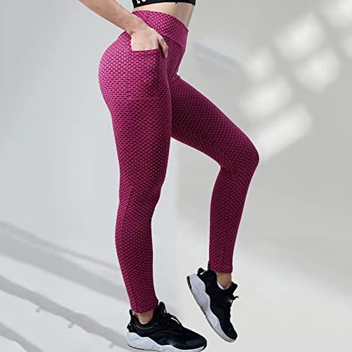 Strukne džepove Hlače saće za uska hlače Hip-lift Fitness Stretch Yoga ženske sportske duge joge visoke hlače