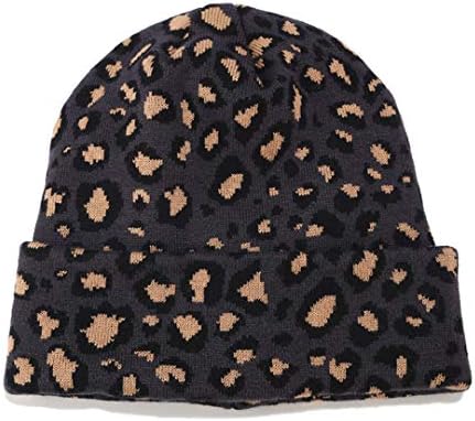 Leopard Print Beanie Hat Trendy životinjski uzorak lobanja 2 sloja manferencije kape zimske guste pletene kape