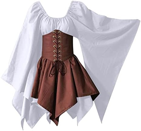 Tradicionalna Irska korzet haljina za žene renesansna Srednjovjekovna Gotička Flare rukav pertle nepravilna Vilenjačka Vilinska haljina