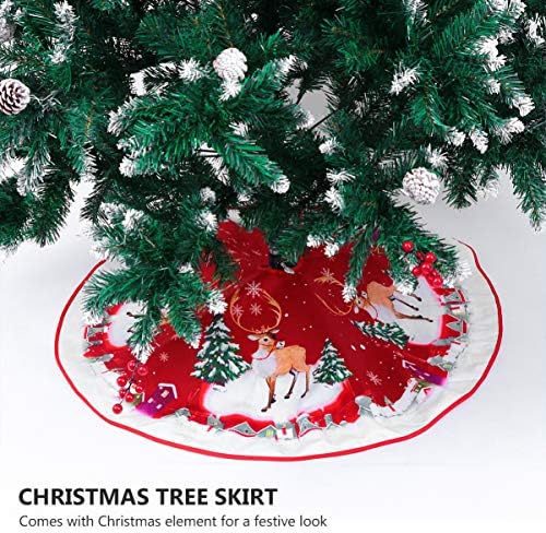 Kesyoo Red suknja Santaur Ornament Božićna suknja Xmas Jelena stabla pregača mat tepih rustikalni Xmas Dekoracija za odmor Crvena suknja Santa pregača
