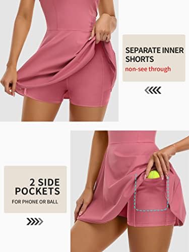 ATTRACO teniska haljina za žene sa šorc i ugrađenim u grudnjak Racerback vježbanje sa džepovima
