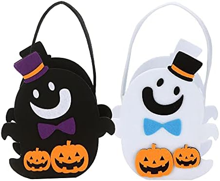 Morski tim 2-pakovanje Halloween Candy torbe slatke filce torbice sa ručkama, trikom ili liječenjem dobre torbe, okrugli tote za dječju