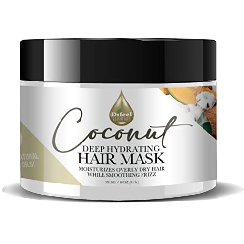 Difeel Essentials hidratantna Kokosova maska za kosu 8 oz. - Dubinski vlaži suhu kosu, smanjuje Kovrčavost, napravljen sa prirodnim