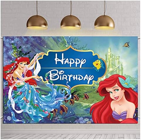 Tema male sirene pozadina fotografije za princezu djevojku ukras za Sretan rođendan pozadina podvodnog svijeta sirena Ocean Nautical Photobooth Banner 5x3ft