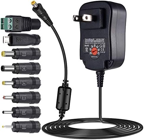 AC Adapter Universal SoulBay 15w 3V 4.5 V 5V 6V 7.5 V 9V 12V DC prekidački Punjač sa 8 izmjenjivih vrhova za kućnu elektroniku, 1250ma