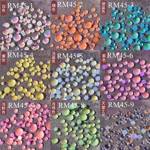 100pcs / jar Nail Art kristalna boja polu-Lopta u obliku Rhinestone perle Mix-Size Nail Art Deco -