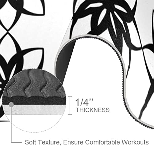 Crno-bijelo ponavljanje geometrijskog uzorka cvijeća Extra Thick Yoga Mat - Eco Friendly Non-slip Exercise & podloga za fitnes podloga