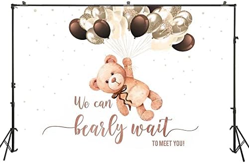 HUAYI možemo biserno čekati da Vas upoznamo pozadina za tuširanje beba dekoracija medvjeda pozadina pastelni ton braon baloni dječak djevojka neutralna babyshower pozadine 5x3ft