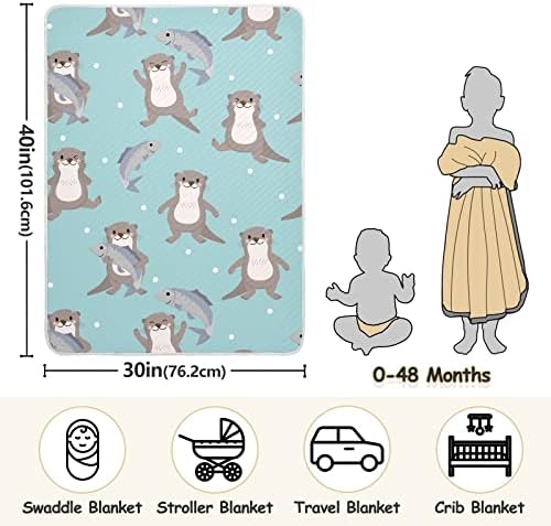 Swaddle pokrivač vidter Fish Pamuk pokrivač za dojenčad, primanje pokrivača, lagana mekana prekrivačica za krevetić, kolica, raketa,