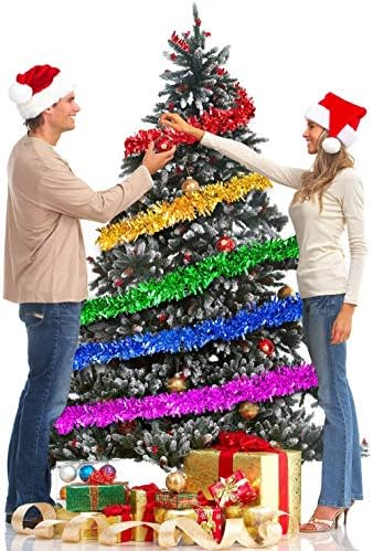 Donhouse 5pcs božićni vilin Garland, metalik Twinse Garland za božićno drvce, dom, zabava, vjenčanje, klasično sjajno iskra Stropno viseće ukrase, širine 3,56 inča x 6,56 ft dugačak