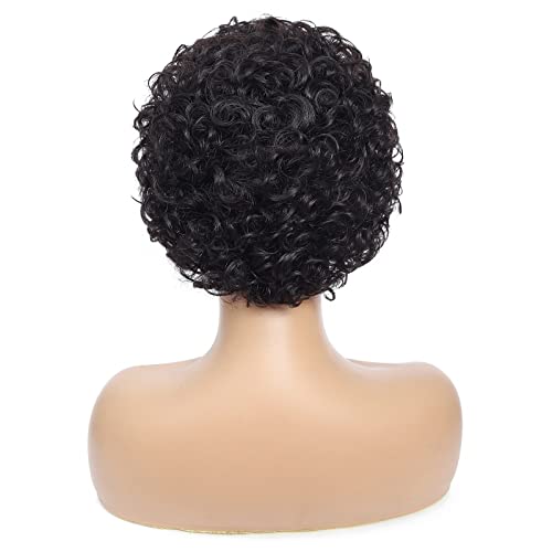 ILICY kratke kovrčave perike za ljudsku kosu Pixie krojene perike za crne žene mašina bez čipke perika brazilske Djevičanske