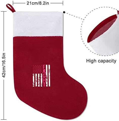 Borba zastava raka dojke Božićne čarape Obiteljske čarape Drće dekor Slatki viseći ukrasi ukrasi za Xmas 8.2 x 16.5
