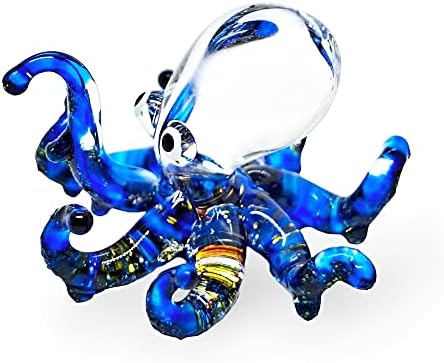 Witnystore Tiny 1¼ Duga tamno plava hobotnica puhala staklena minijaturna lutka za lignje Kristalna lampica figurice Kolekcionarni dekor