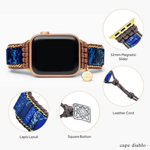 Cape Diablo Azure Lapis Lazuli Smart Watch Strap - originalna energetska kristalna traka - ljekovita i balansiranje, Kristalno kamen,
