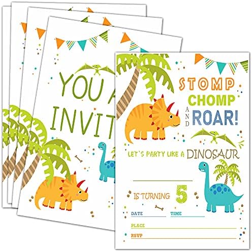 Ukebobo 5. rođendana Poziv sa kovertama - Dinosaur Rođendanski pozivnice, Dinosaur Party Decoortions - 20 kartica sa kovertama (SJL-05)