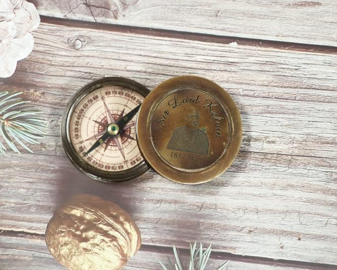 Mesingani sunčani kompas Sir lord Kelvin navigacijski mesing kompas Pomorski kompas