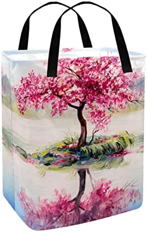 Cherry Tree on Lake Oil Painting Print sklopiva korpa za veš, 60L vodootporne korpe za veš kanta za veš igračke skladište za spavaonicu kupatilo spavaća soba