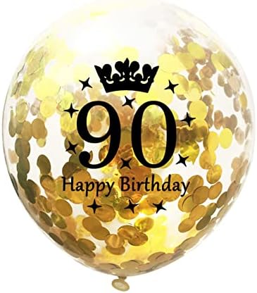 Gold and Crni 90. rođendan baloni ukrasi 30pcs 90. sretan rođendan Confetti Latex baloni ukrasi za muškarce Žene 90. rođendan Godišnjica ukrasa 12 inča