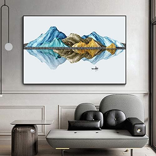 Ručno oslikana uljana slika na platnu, moderna apstraktna planinska refleksija uljana slika ručno oslikana pejzažna umjetnička