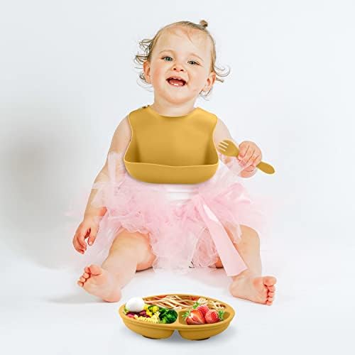 Set za hranjenje beba, 9kom Silikonski Set za odvikavanje beba praktični Set za hranjenje beba sa usisnim činijama ploče kašike Bib