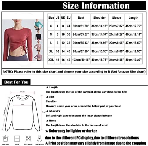 AMXYFBK ženske jednobojne vježbe za jogu vrhovi za podizanje abdomena i podizanje kukova bluza sa vezicama za posadu ošišani vrhovi za vrat