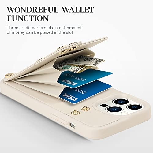 Lameeku torbica za novčanik kompatibilna sa iPhoneom 13 Pro Max, kožnom futrolom sa držačem kartice, postoljem za rotaciju prstena