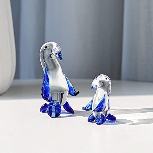 Dugwin snop od 2pc mini staklene pileće figurice i 2pc staklene pingvinske majke sa brigama za brisanje figurica Figurica figurine