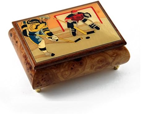 Sportska tema Wood Inlay: Hockey-kolekcionarska 18 nota muzička kutija za nakit - mnogo pjesama za odabir-Clair de Lune