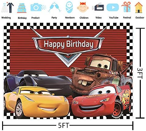 RUINI Car Racing tematska pozadina Cartoon Cars Mobilization Birthday Party Decor Banner 5x3FT