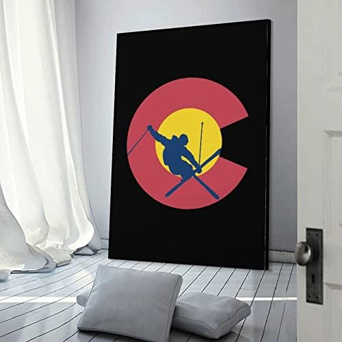 Colorado Flag Skijanje Ski štampana slika zidna Umjetnost moderna umjetnička djela vertikalna viseća slika za uređenje doma spavaće