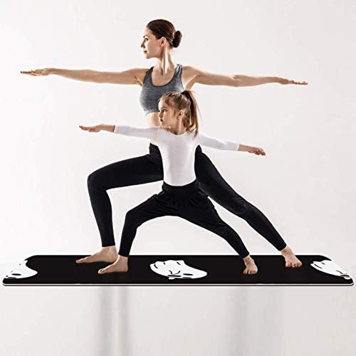 Unicey Ghost uzorak na crnoj debeloj neklizajućoj vježbi & amp; fitnes 1/4 prostirka za jogu za Yoga Pilates & amp; vježba za fitnes