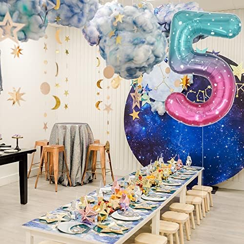 Tooled 40 inčni baloni velikog zvjezdanog neba, džinovska jumbo helium folija mylar veliki gradijent šareni broj 5 digitalni pet balona za rođendanske rođendanske ukrase za vjenčanje