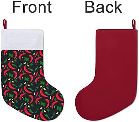 Red Chilli Božićne čarape Xmas Tree Kamin Viseće čarape sa kratkim ukrasom plišanog manžetne za kućnu prazničnu zabavu